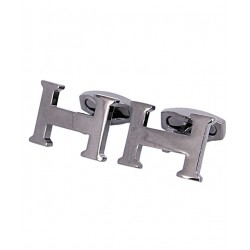 Hermes Logo Style Metallic Cufflinks